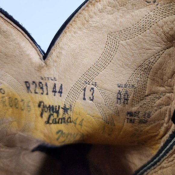 TONY LAMA Style 2923 Mens Size 13AA Black Leather Longhorn Cowboy Western Boots - Picture 15 of 16